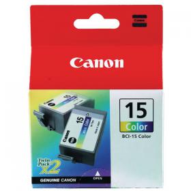 Canon BCI-15 Inkjet Cartridge Twin Pack Tri-Colour Cyan/Magenta/Yellow 8191A002 CO17498