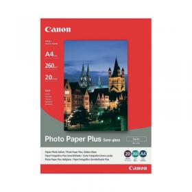 Canon A4 Photo Paper + 260gsm Semi-Gloss (Pack of 20) 1686B021 CO40537