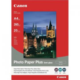 Canon A4 Photo Paper + 260gsm Semi-Gloss (Pack of 20) 1686B021 CO40537