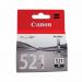 This photograph features a black Canon CLI-521BK ink cartridge, part number 2933B001, along with other Canon fax supplies and accessories. The cartridge is shown in its individual packaging and features the Canon logo prominently.