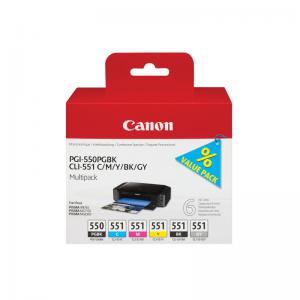 Canon PGI-550CLI-551 Ink Cartridges PGBKCMYKGY Multipack 6496B005