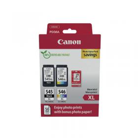Canon PG-545XLCL-546XL Ink Cartridges High Yield + Photo Paper Value Pack 8286B006 CO63079