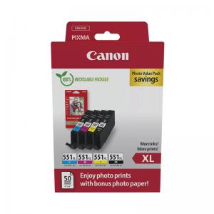 Canon CLI-551XL Inkjet Cartridges  Glossy Photo Paper Value Pack High