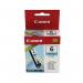 This image shows a set of Canon ink cartridges in the color photo cyan. The packaging displays the Canon logo and the product name, BCI-6PC. The cartridges are designed for inkjet printers and are labeled with the model number 4709A002 and SKU CO86473.