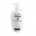 The photograph features six bottles of Dove Caring Hand Wash, each with a capacity of 250ml. The packaging is simple and elegant, showcasing the Dove logo and a soft image of a dove in flight. The bottles are arranged neatly in a row against a clean white background, with a subtle hint of light reflecting off the bottles. The hand wash is labeled as caring and is gentle and nourishing for the skin, making it perfect for daily use.
