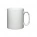 The photograph features a set of unbranded cutlery and crockery, including 12oz bullet mugs in a crisp white color. The pack contains 12 mugs in total.