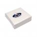 A photo of Unbranded Napkins White 2-Ply Paper Napkins shows a pack of 100, each measuring 400x400mm. The napkins are made of white paper and have a two-ply construction. The packaging is unbranded.