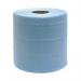 The image shows a pack of 6 blue centrefeed hand wipers, each 150m long, from the Maxima Wiper Roll Maxima 2-Ply collection. The wipers are neatly stacked on top of each other, with a label on the front stating the product name and quantity. The wipers appear to be made of 2-ply material and have a smooth texture. The rolls are compact and easy to handle, ideal for various cleaning tasks.