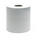 The photograph features a pack of 6 white centrefeed hand wipers, each measuring 150 meters. The wipers are made of 2-ply green material and are labeled as Maxima Wiper Roll. The packaging is simple and professional, with clear labeling and branding.