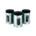 Kitchen Canisters Set of 3 Silver Stainless Steel KZOCS CPD50478