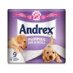 Andrex 3-Ply Toilet Roll Puppies On A Roll White (Pack of 9) 1102053 CPD57150