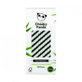 Cheeky Panda Bamboo Paper Straw Black Stripes (250 Pack) 0111129 CPD63044