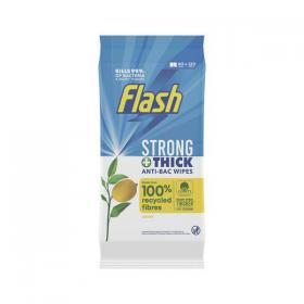 Flash Strong and Thick Anti-Bacterial Wipes Lemon (Pack of 60) 406127 CPD71493