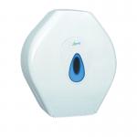 The VOW Tissue Dispensers 2Work Mini Jumbo Toilet Roll Dispenser in white is a compact and efficient solution for any bathroom. It has a sleek design, with a sturdy dispenser that can hold a large roll of toilet tissue. The dispenser is easy to use and ensures a steady supply of tissue for any restroom.