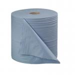 The image shows two blue wiper rolls of 2-ply paper, measuring 270mmx400m each, placed side by side on a work forecourt. The rolls have the word VOW printed on them and are used for cleaning and wiping surfaces. The packaging label indicates it comes in a pack of 2.