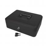 10 Inch Key Lockable Cash Box with Lift Out 6 Compartment Coin Tray - Black CBBK10