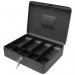 12 Inch Key Lockable Cash Box with Lift Out 9 Compartment Coin Tray - Black CBBK12