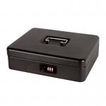 12 Inch Combination Lock Cash Box with Lift Out 9 Compartment Coin Tray - Black CBBK12CL