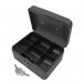 6 Inch Key Lockable Cash Box with Lift Out 6 Compartment Coin Tray - Black CBBK6