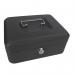 8 Inch Key Lockable Cash Box with Lift Out 6 Compartment Coin Tray - Black CBBK8