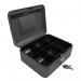8 Inch Key Lockable Cash Box with Lift Out 6 Compartment Coin Tray - Black CBBK8