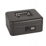 8 Inch Combination Lock Cash Box with Lift Out 6 Compartment Coin Tray - Black CBBK8CL