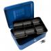 10 Inch Key Lockable Cash Box with Lift Out 6 Compartment Coin Tray - Blue CBBL10