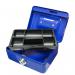 4 Inch Combination Lock Cash Box with Coin Slot and Lift Out 5 Compartment Coin Tray - Blue CBBL4