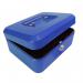 8 Inch Key Lockable Cash Box with Lift Out 6 Compartment Coin Tray - Blue CBBL8