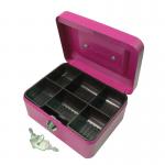 6 Inch Combination Lock Cash Box with Lift Out 6 Compartment Coin Tray - Pink CBPK6