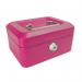 6 Inch Combination Lock Cash Box with Lift Out 6 Compartment Coin Tray - Pink CBPK6