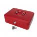 10 Inch Key Lockable Cash Box with Lift Out 6 Compartment Coin Tray - Red CBRD10