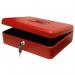 12 Inch Key Lockable Cash Box with Lift Out 9 Compartment Coin Tray - Red CBRD12