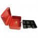 6 Inch Key Lockable Cash Box with Lift Out 6 Compartment Coin Tray - Red CBRD6
