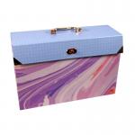 Purple Abstract 19-Pocket Expanding Box File with Rose Gold Coloured Accents EXPCABOXPPRGHB