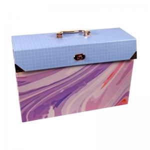 Cathedral Products Purple Abstract 19-Pocket Expanding Box File with