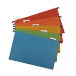 Foolscap Assorted Colour Manilla Suspension Files with Clip on Index Tabs and Inserts - Pack of 10 FP10FSASST