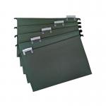 Foolscap Green Manilla Suspension Files with Clip on Index Tabs and Inserts - Pack of 50 FP50FS