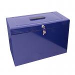 Foolscap Steel Home File Box with 5 Suspension Files - Blue FPHOBL