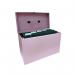 Foolscap Steel Home File Box with 5 Suspension Files - Pastel Pink FPHOPP