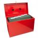 Foolscap Steel Home File Box with 5 Suspension Files - Red FPHORD