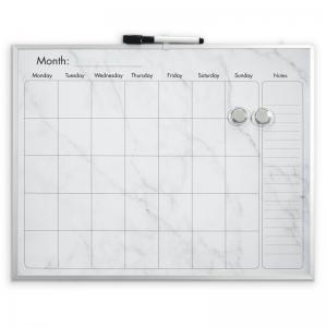Cathedral Products Elegant Marble Magnetic Calendar Board with Silver