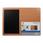 Wood Effect MDF Pegboard with Magnetic Chalkboard - 75 x 55 cm WALPB75MBB