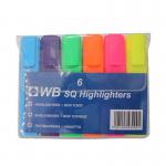 Highlighter Pens Assorted Wallet Pack of 6