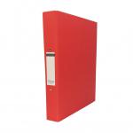 The CTS Ring Binders A4 Ring Binder has a 2 ring mechanism and can hold up to 25mm of filing. This pack of 10 binders is in a vibrant red color. The binder has a sleek and professional look, perfect for organizing and storing important documents.