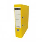 The photo shows a pack of 10 CTS Lever Arch Files in yellow color. Each file has a 70mm filing capacity and a spine label for easy identification. The files have a lever arch design and are A4 sized. They are perfect for organizing and storing important documents and papers.