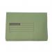 The image depicts a pack of 50 CTS Document Wallets in bright green, made of 280gsm manilla paper, featuring full flaps to securely hold foolscap sized documents.