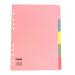 A4 Manilla Subject Dividers 5 Part Assorted Alternating Pastel Colours with Blank tabs 00ST4500