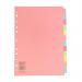 A4 Manilla Subject Dividers 12 Part Assorted Alternating Pastel Colours with Blank Tabs 00ST4502