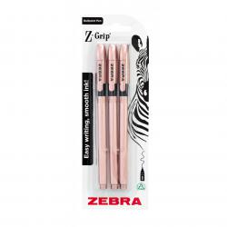 Zebra Z-GRIP Smooth Black Ink Ballpoint Pens Rose Gold Pack of 3 02582